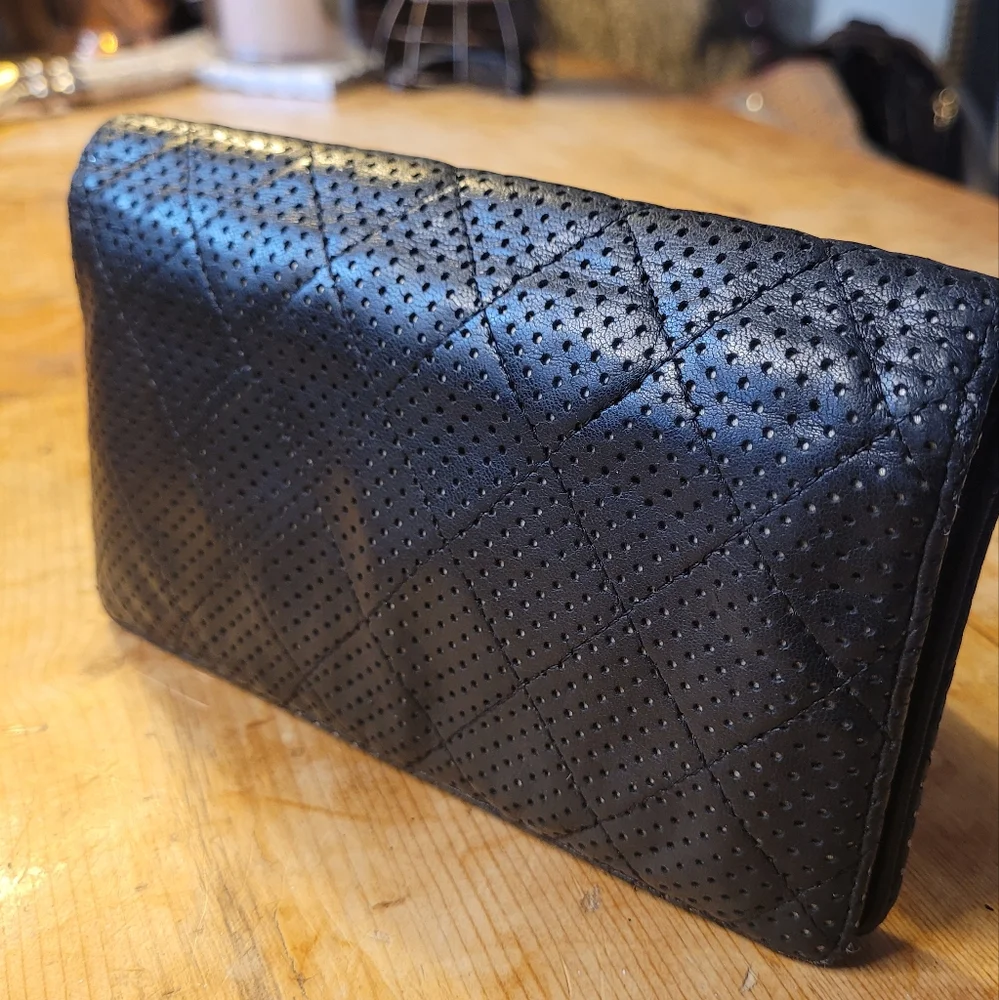 CHANEL Lambskin Perforated Wallet